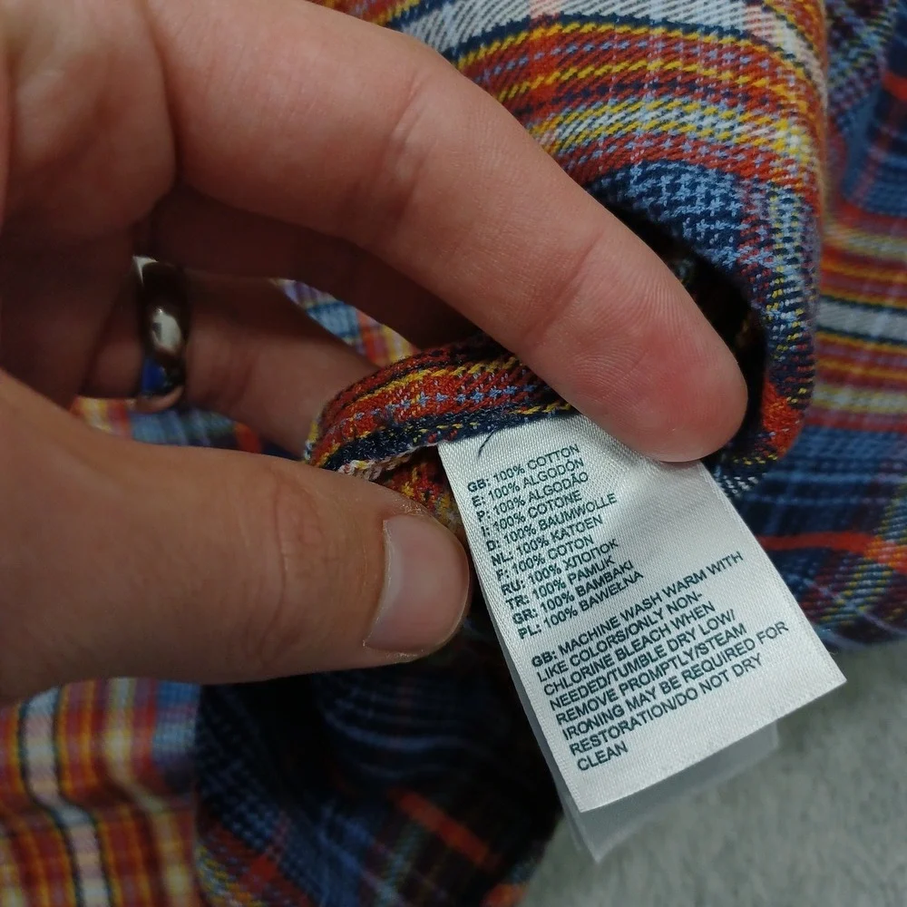 North Face Shirt Mens Large Blue Plaid Flannel Outdoor Casual Button Up
